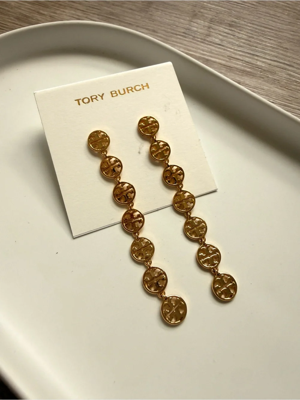FINAL PRICE Tory Burch Chain Logo Linear Stud Earrings